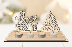Snowy Winter Pattern Christmas Candles Holder SVG Laser Gift Product Image 1