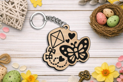 Spring Butterfly Kite Keychain Laser SVG Gift Accessory Home Product Image 1