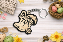 Spring Rain boots Umbrella Keychain Laser SVG Gift Accessory Product Image 1