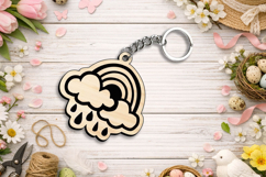 Spring Rainbow with Cloud Keychain Laser SVG Gift Accessory Product Image 1