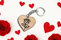 St. Valentine's Day Heart Rose SVG Key Chain Love Gift Laser Product Image 1