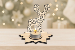 Stag Laser Cut Design SVG Christmas Candle Holder Present Product Image 1
