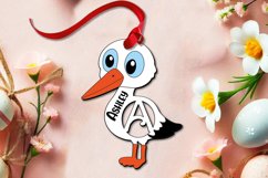 Stork Letter A Easter Basket Name Tag Holiday Ornament SVG Product Image 1