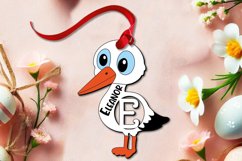 Stork Letter E Easter Basket Name Tag Holiday Ornament SVG Product Image 1