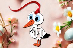 Stork Letter H SVG Basket Name Tag Easter Ornament Holiday Product Image 1