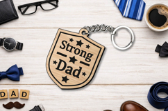Strong Dad Father's Day SVG Laser Keychain Gift Grandpa Papa Product Image 1