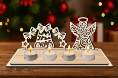 SVG Angel Christmas Decoration Holiday Candles Holder Laser Product Image 1