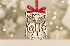 SVG Baby Bodysuit Letter W Laser Christmas Ornament Newborn Product Image 1