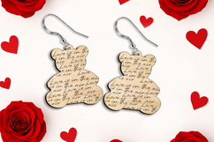 SVG Bears Laser Valenitne Earring Love Present Romantic Gift Product Image 1