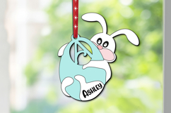 SVG Bunny Easter Letter A Egg Basket Tag Ornament Laser Gift Product Image 1