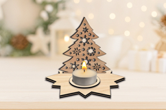 SVG Candle Holder Christmas Holiday Tree Star Design Present Product Image 1