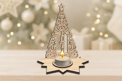 SVG Candle Holder Love Christmas Tree Laser Home Decoration Product Image 1