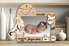 SVG Capricorn Zodiac Laser Baby Photo Frame Present Newborn Product Image 1