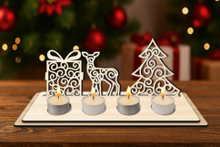 SVG Christmas Candles Holder Festivities Elements Laser Gift Product Image 1