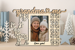 SVG Christmas Grandma and me Photo Frame Laser Gift Winter Product Image 1