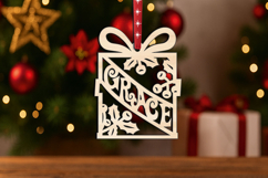 SVG Christmas Luck Grace Ornament Gift Laser Holiday Present Product Image 1