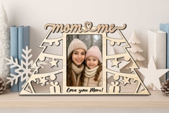 SVG Christmas Mom and Me Photo Frame Laser Present Winter Product Image 1