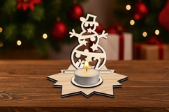 SVG Christmas Tree Pattern Snowman Candle Holder Laser Gift Product Image 1