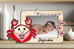 SVG Crab Laser Baby Photo Frame Gift Board Newborn Picture Product Image 1