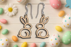 SVG Cute Laser Cut Bunny Easter Earring Gift Accessory Home Product Image 1