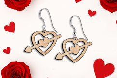 SVG Double Heart Arrow Valentine Earring Love Laser Romantic Product Image 1