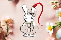 SVG Easter Bunny Dress Letter H Laser Basket Tag Ornament Product Image 1