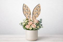 SVG Easter Bunny Ears Rabbits Pattern Planter Laser Present Product Image 1