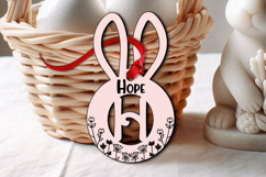 SVG Easter Letter H Laser Basket Tag Ornament Flowers Bunny Product Image 1