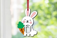 SVG Easter Ornament Letter N Bunny Rabbit Basket Name Tag Product Image 1