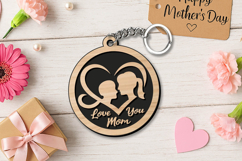 SVG Engraved Love Heart Mother's Day Keychain Laser Gift Product Image 1