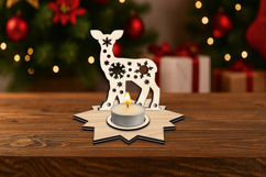 SVG Fawn Snowflake Pattern Candle Holder Christmas Present Product Image 1