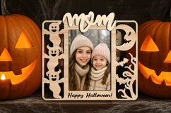 SVG Halloween Mom Photo Frame Laser Gift Scary Ghost Moon Product Image 1