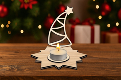 SVG Happy Christmas Curved Tree Candle Holder Holiday Gift Product Image 1