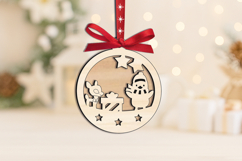SVG Happy Snowman Deer Christmas Ornament Laser Present Gift Product Image 1