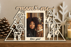 SVG Ho Ho Ho Deer Christmas Mom &amp; Me Photo Frame Laser Gift Product Image 1