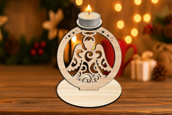 SVG Holiday Pattern Angel Candle Holder Laser Home Decor Product Image 1