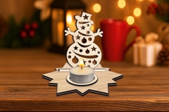SVG Holiday Snowman Christmas Candle Holder Laser Star Shape Product Image 1