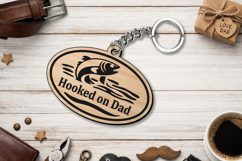 SVG Hooked on Dad Father Day Keychain Gift Laser Grandpa Product Image 1