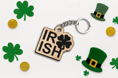 SVG Irish Four-leaf clover Keychain Patrick Day Laser Lucky Product Image 1