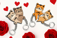 SVG Kitty Couple Love Key Chain Laser Valentine Day Romance Product Image 1
