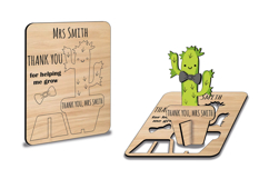 SVG Laser 3D Teacher Appreciation Pop-up Gift Cactus Card Product Image 1