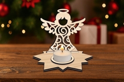 SVG Laser Angel Christmas Candle Holder Holiday Gift Design Product Image 1