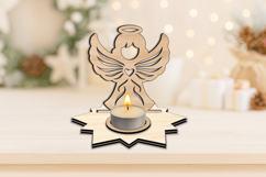 SVG Laser Angel Star Desgin Candle Holder Christmas Holiday Product Image 1