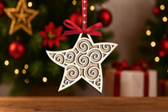 SVG Laser Christmas Tree Star Ornament Holiday Pattern Gift Product Image 1