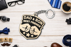 SVG Laser Dad Son Best Friends Father's Day Keychain Gift Product Image 1