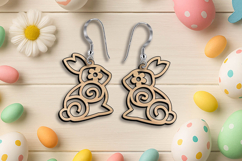 SVG Laser Easter Bunny Earrings Accessories Gift Present Product Image 1