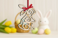 SVG Laser Easter Bunny Ornament Entwine Rabbit Present Gift Product Image 1