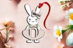 SVG Laser Easter Letter N Bunny Dress Basket Tag Ornament Product Image 1