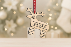 SVG Laser Holiday Deer Christmas Ornament Gift Present Decor Product Image 1