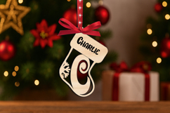 SVG Letter C Christmas Sock Ornament Monogram Laser Alphabet Product Image 1